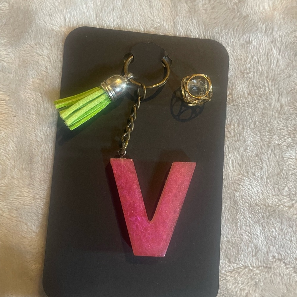 Handmade Resin letter keychains.